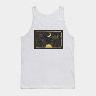 Gold and Black and Sun/ moon Illustration Tank Top